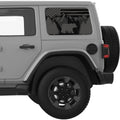 AMERICAN FLAG WITH MOUNTAINS TREES AND BEAR QUARTER WINDOW DECAL FITS 2018+ JEEP WRANGLER 4 DOOR HARD TOP JLU