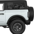 AMERICAN FLAG WITH MOUNTAINS TREES AND DEER QUARTER WINDOW DECAL FITS 2021+ FORD BRONCO 2 DOOR HARD TOP