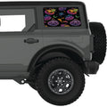 BATS AND SPIDERS COLORFUL HALLOWEEN QUARTER WINDOW DECAL FITS 2021+ FORD BRONCO 4 DOOR HARD TOP