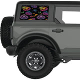 BATS AND SPIDERS COLORFUL HALLOWEEN QUARTER WINDOW DECAL FITS 2021+ FORD BRONCO 4 DOOR HARD TOP