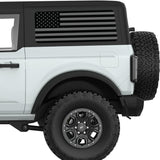 BLACK AND GRAY AMERICAN FLAG QUARTER WINDOW DECAL FITS 2021+ FORD BRONCO 2 DOOR HARD TOP