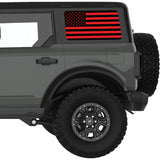BLACK AND RED AMERICAN FLAG QUARTER WINDOW DECAL FITS 2021+ FORD BRONCO 4 DOOR HARD TOP
