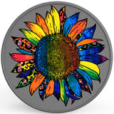 BLUE AND YELLOW RAINBOW SUNFLOWER SILVER CARBON FIBER TIRE COVER