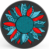 BLUE LEOPARD PRINT SUNFLOWER BLACK CARBON FIBER TIRE COVER