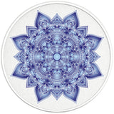 BLUE MANDALA FLOWER PEARL  WHITE CARBON FIBER TIRE COVER