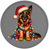 CHRISTMAS GERMAN SHEPHERD SILVER CARBON FIBER TIRE COVER