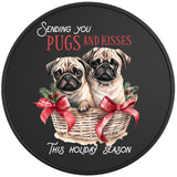 CHRISTMAS PUGS AND HUGS BLACK TIRE COVER