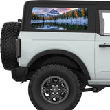 CLOUDY MOUNTAINS LANDSCAPE QUARTER WINDOW DECAL FITS 2021+ FORD BRONCO 2 DOOR HARD TOP