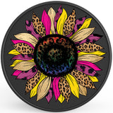 COLORFUL LEOPARD PRINT SUNFLOWER BLACK CARBON FIBER TIRE COVER