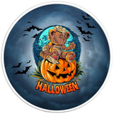 CUTE TEDDY BEAR HALLOWEEN PEARL  WHITE CARBON FIBER TIRE COVER