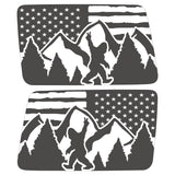 DISTRESSED AMERICAN FLAG SASQUATCH QUARTER WINDOW DRIVER & PASSENGER DECALS