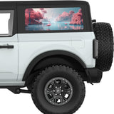 FLAMINGOS IN MAGICAL LAND QUARTER WINDOW DECAL FITS 2021+ FORD BRONCO 2 DOOR HARD TOP