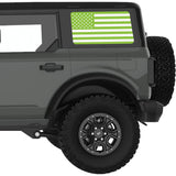 GREEN AND WHITE AMERICAN FLAG QUARTER WINDOW DECAL FITS 2021+ FORD BRONCO 4 DOOR HARD TOP