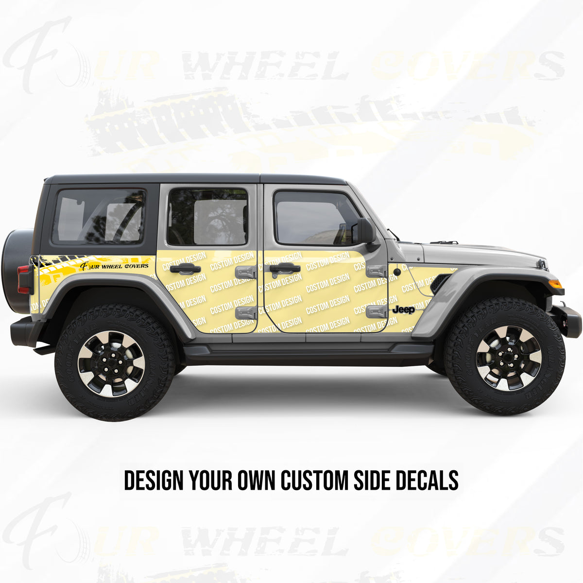 Custom Side Graphics Decals For Jeep Wrangler Four Wheel Covers