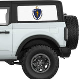 MASSACHUSETTS STATE FLAG QUARTER WINDOW DECAL FITS 2021+ FORD BRONCO 2 DOOR HARD TOP