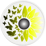 MYSTICAL BUTTERFLY SUNFLOWER PEARL  WHITE CARBON FIBER TIRE COVER