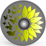 MYSTICAL BUTTERFLY SUNFLOWER SILVER CARBON FIBER TIRE COVER