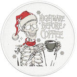 NIGHTMARE BEFORE COFFEE PEARL  WHITE CARBON FIBER TIRE COVER