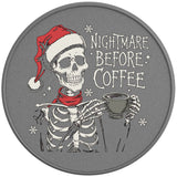 NIGHTMARE BEFORE COFFEE SILVER CARBON FIBER TIRE COVER