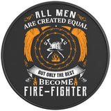 ONLY THE FINEST BECOME FIREFIGHTERS BLACK CARBON FIBER TIRE COVER