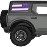 PURPLE AND WHITE AMERICAN FLAG QUARTER WINDOW DECAL FITS 2021+ FORD BRONCO 4 DOOR HARD TOP