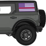 PURPLE WHITE WITH RED LINE AMERICAN FLAG QUARTER WINDOW DECAL FITS 2021+ FORD BRONCO 4 DOOR HARD TOP