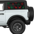 RED AND GREEN DEERS AND SNOWFLAKES QUARTER WINDOW DECAL FITS 2021+ FORD BRONCO 2 DOOR HARD TOP