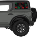 RED AND GREEN DEERS AND SNOWFLAKES QUARTER WINDOW DECAL FITS 2021+ FORD BRONCO 4 DOOR HARD TOP