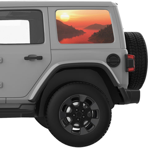RED RIVER FORESTY MOUNTAINS QUARTER WINDOW DECAL FITS 2018+ JEEP WRANGLER 4 DOOR HARD TOP JLU