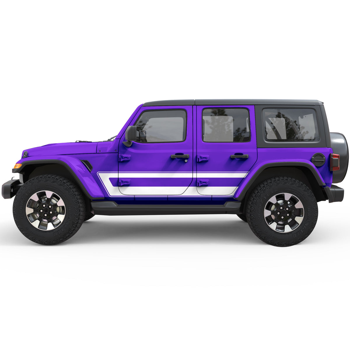 Retro Stripes Side Graphic Decal For Jeep Wrangler| Four Wheel Covers