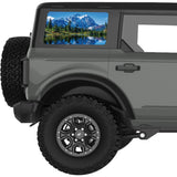 SNOWY PEAKS REFLECTION MOUNTAINS LANDSCAPE QUARTER WINDOW DECAL FITS 2021+ FORD BRONCO 4 DOOR HARD TOP