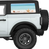 STARFISH AND SHELLS BEACH VIEW QUARTER WINDOW DECAL FITS 2021+ FORD BRONCO 2 DOOR HARD TOP