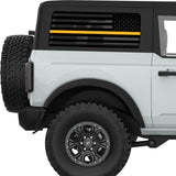 TRANSPARENT AMERICAN FLAG GOLDEN LINE FOR DISPATCH QUARTER WINDOW DECAL FITS 2021+ FORD BRONCO 2 DOOR HARD TOP