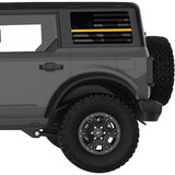 TRANSPARENT AMERICAN FLAG GOLDEN LINE FOR DISPATCH QUARTER WINDOW DECAL FITS 2021+ FORD BRONCO 4 DOOR HARD TOP