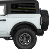 TRANSPARENT AMERICAN FLAG GREEN LINE FOR ARMED FORCES QUARTER WINDOW DECAL FITS 2021+ FORD BRONCO 2 DOOR HARD TOP