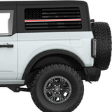 TRANSPARENT AMERICAN FLAG RED AND WHITE LINE FOR NURSES QUARTER WINDOW DECAL FITS 2021+ FORD BRONCO 2 DOOR HARD TOP