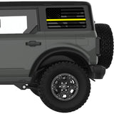 TRANSPARENT AMERICAN FLAG YELLOW LINE FOR SECURITY QUARTER WINDOW DECAL FITS 2021+ FORD BRONCO 4 DOOR HARD TOP