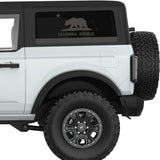 TRANSPARENT CALIFORNIA STATE FLAG QUARTER WINDOW DECAL FITS 2021+ FORD BRONCO 2 DOOR HARD TOP