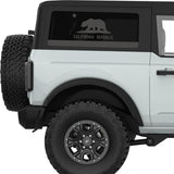 TRANSPARENT CALIFORNIA STATE FLAG QUARTER WINDOW DECAL FITS 2021+ FORD BRONCO 2 DOOR HARD TOP