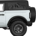 UNITED STATES FLAG WITH MOUNTAINS AND TREES QUARTER WINDOW DECAL FITS 2021+ FORD BRONCO 2 DOOR HARD TOP