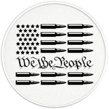 WE THE PEOPLE AMERICAN FLAG WITH BULLETS PEARL  WHITE CARBON FIBER TIRE COVER