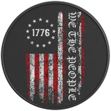 WE THE PEOPLE DISTRESSED AMERICAN FLAG 1776 BLACK CARBON FIBER TIRE COVER