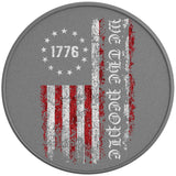 WE THE PEOPLE DISTRESSED AMERICAN FLAG 1776 SILVER CARBON FIBER TIRE COVER