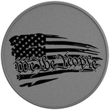 WE THE PEOPLE DISTRESSED FLAG SILVER CARBON FIBER TIRE COVER