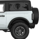 WHEN TYRANNY BECOMES LAW PUNISHER SKULL QUARTER WINDOW DECAL FITS 2021+ FORD BRONCO 2 DOOR HARD TOP