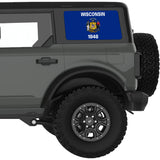 WISCONSIN STATE FLAG QUARTER WINDOW DECAL FITS 2021+ FORD BRONCO 4 DOOR HARD TOP
