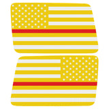 YELLOW WHITE WITH RED LINE AMERICAN FLAG QUARTER WINDOW DRIVER & PASSENGER DECALS