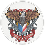 AMERICAN EAGLE USA FLAG PEARL WHITE CARBON FIBER TIRE COVER