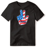 AMERICAN FLAG JEEP WAVE BLACK TSHIRT