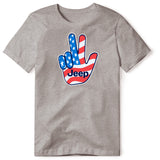 AMERICAN FLAG JEEP WAVE GReY TSHIRT